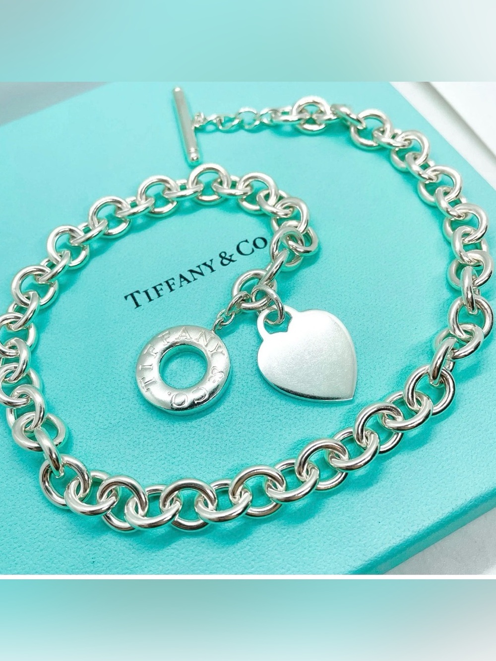 🔥Tiffany & Co Return to Tiffany Heart Tag Toggle Necklace 16" Sterling925🔥 - Picture 10 of 17